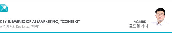 Key Elements of AI Marketing, 'Context' AI 마케팅의 Key factor, '맥락' MG MBD1 금도원 리더
